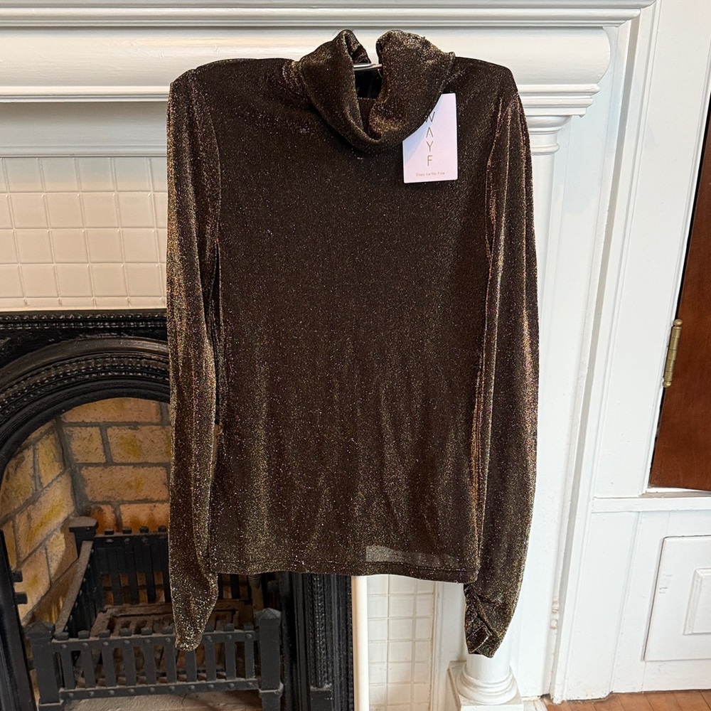 Wayf Metallic Brown Cowl‎ Neck Sweater